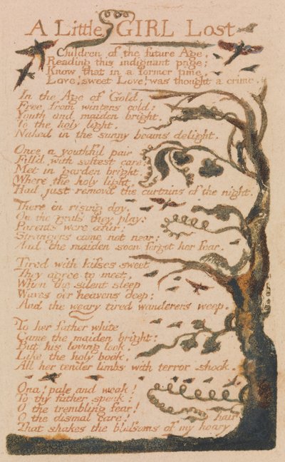 Songs of Innocence and of Experience, Plate 44, A Little Girl Lost (Bentley 51) by William Blake